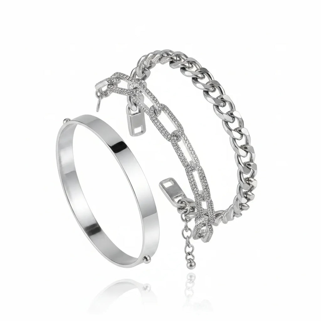 Bamboo-Link, Twist & Lock Alloy Bracelet Collection