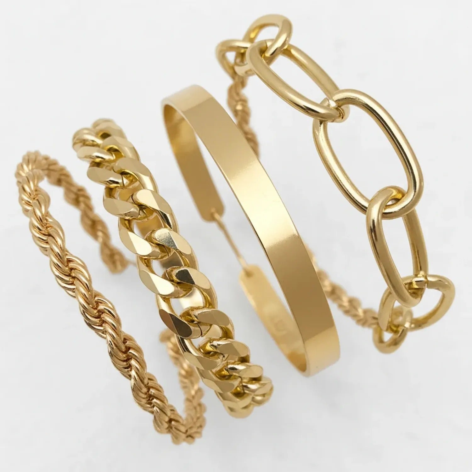 Bamboo-Link, Twist & Lock Alloy Bracelet Collection