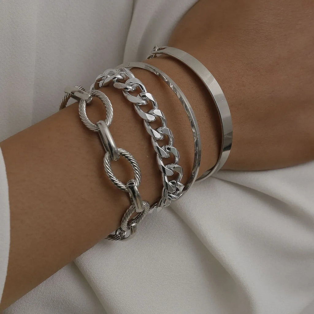 Bamboo-Link, Twist & Lock Alloy Bracelet Collection