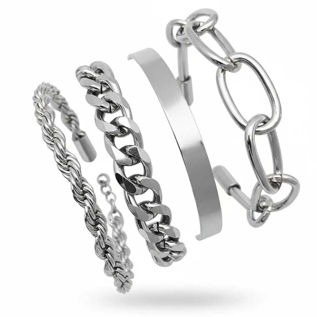 Bamboo-Link, Twist & Lock Alloy Bracelet Collection