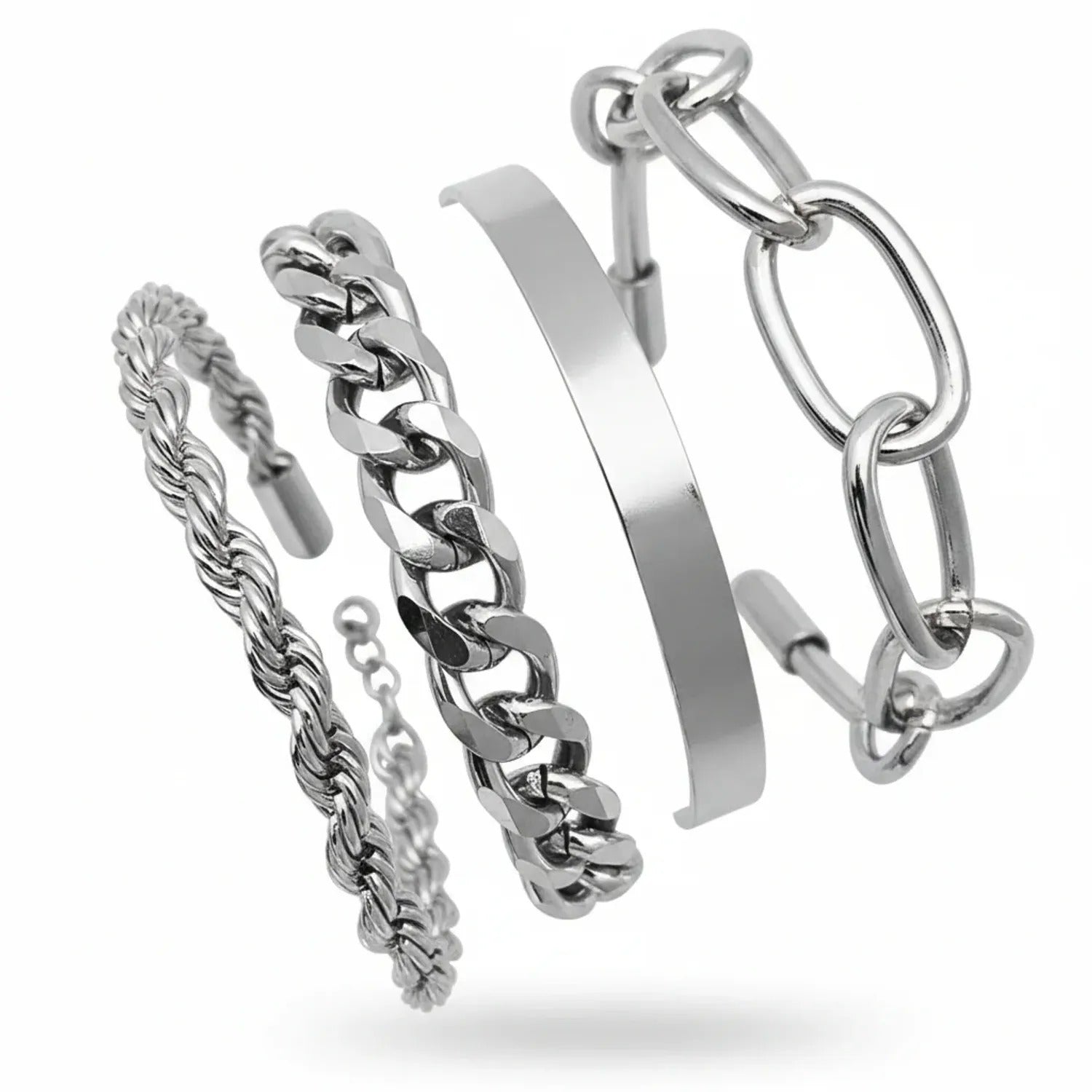 Bamboo-Link, Twist & Lock Alloy Bracelet Collection