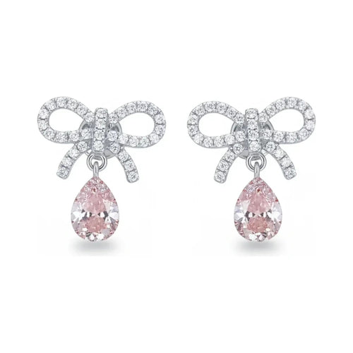 Baojiali Bow Pave Diamond Stud Earrings