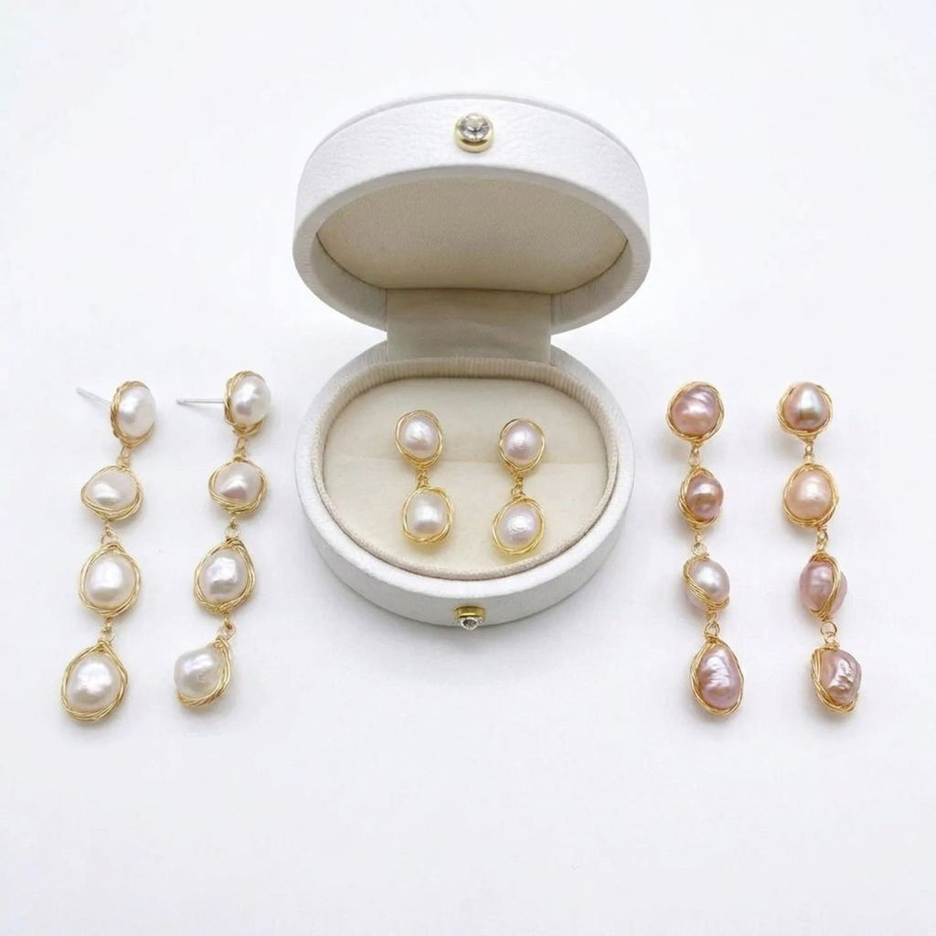 Baroque Freshwater Pearl Drop Earrings on Sterling Silver Posts — all variants