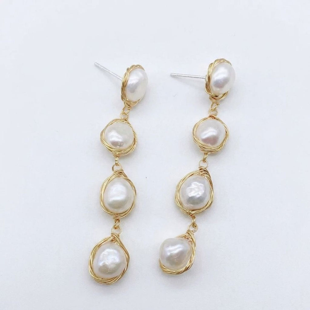 Baroque Freshwater Pearl Drop Earrings on Sterling Silver Posts