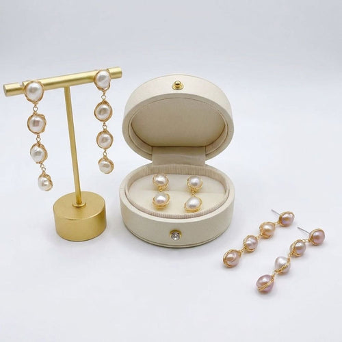 Baroque Freshwater Pearl Drop Earrings on Sterling Silver Posts — all variants