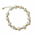 Baroque Imitation Pearl Copper-Bead Irregular Bracelet