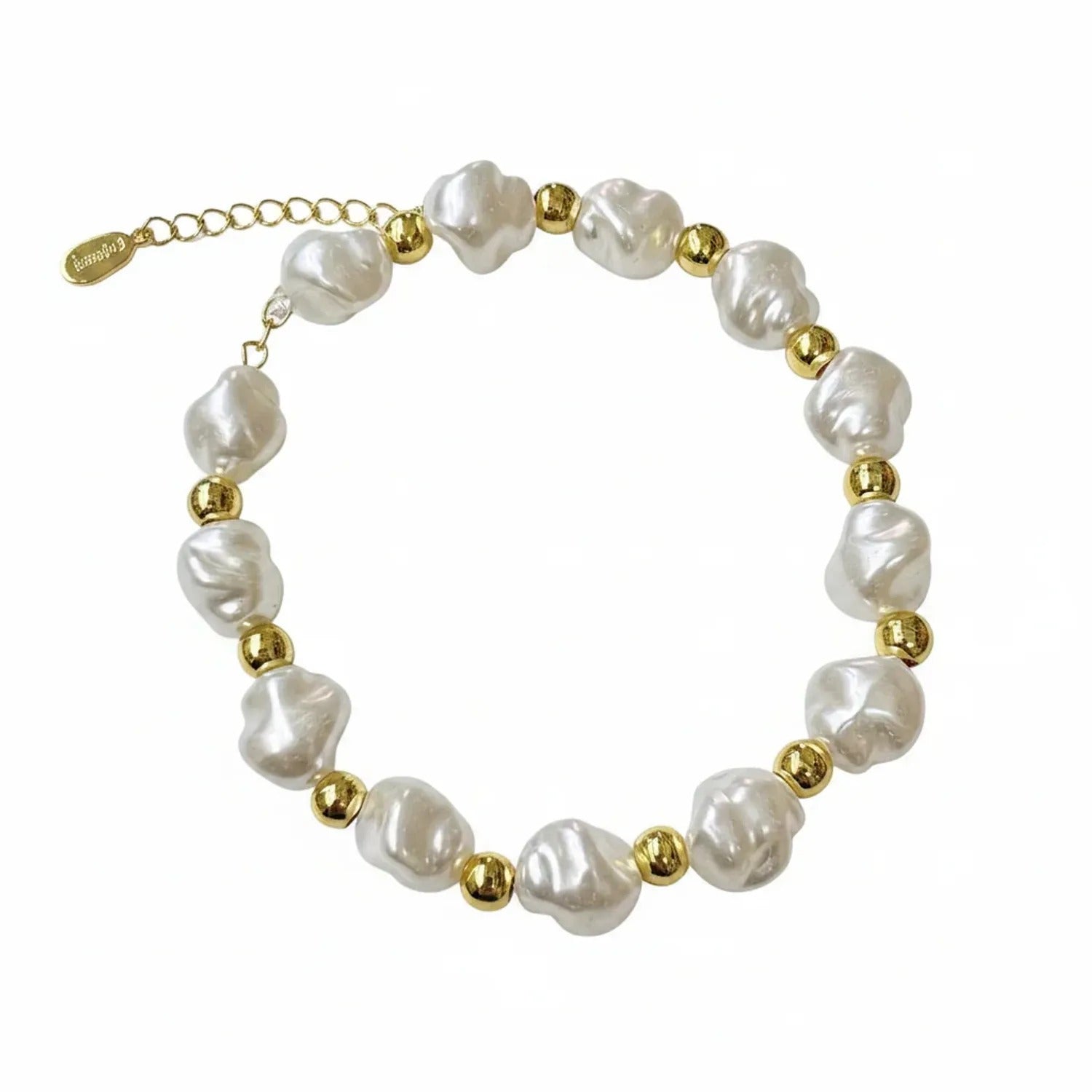 Baroque Imitation Pearl Copper-Bead Irregular Bracelet