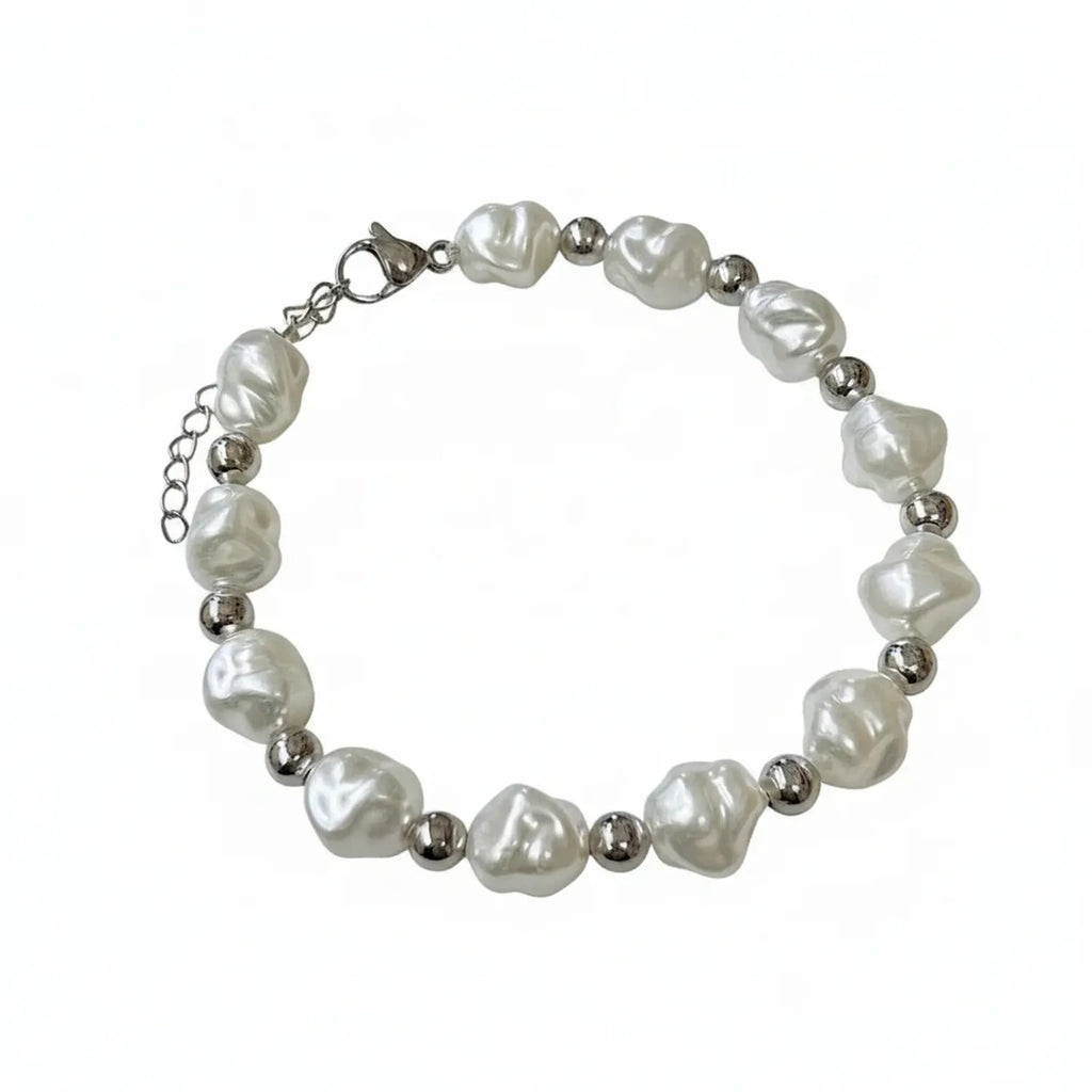 Baroque Imitation Pearl Copper-Bead Irregular Bracelet