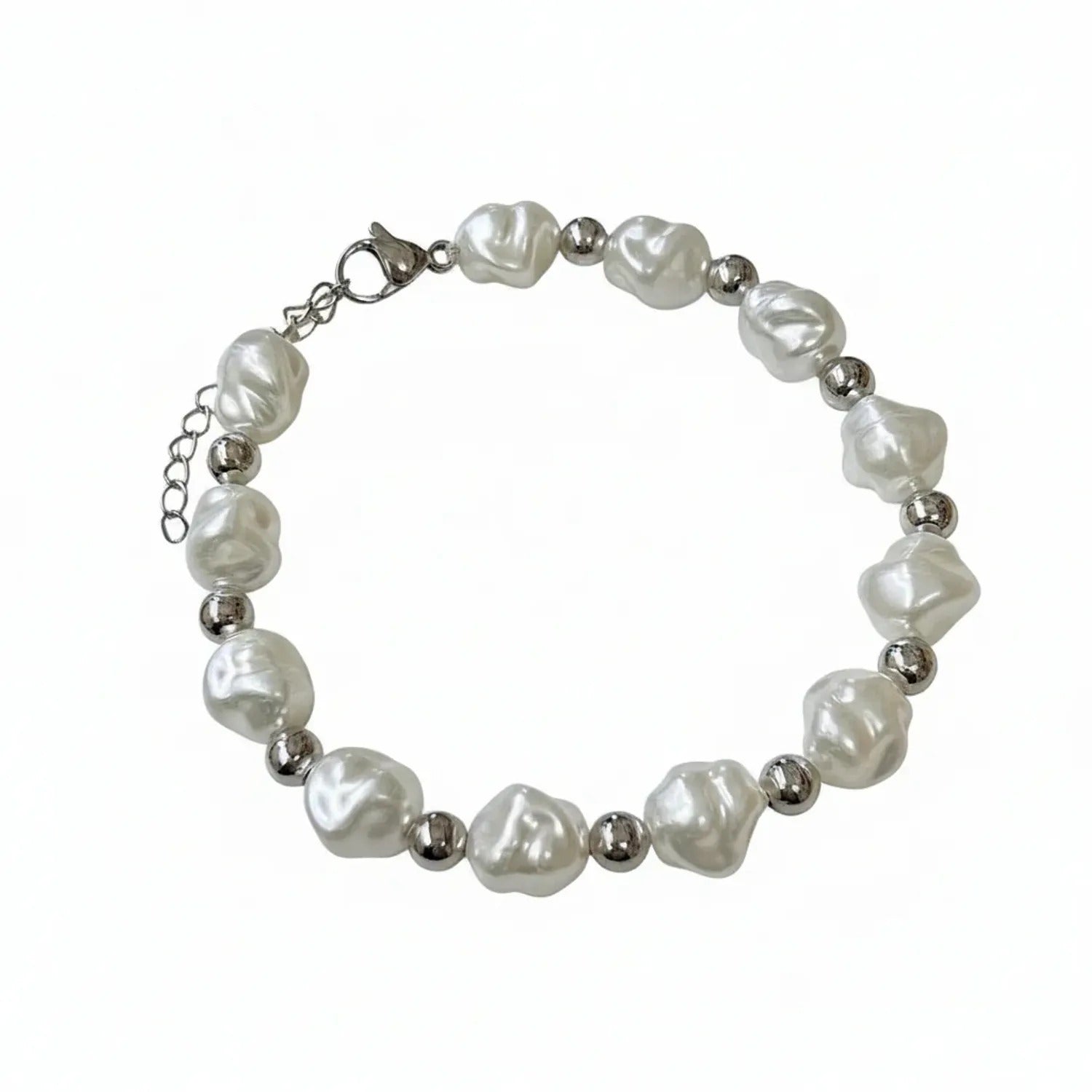 Baroque Imitation Pearl Copper-Bead Irregular Bracelet
