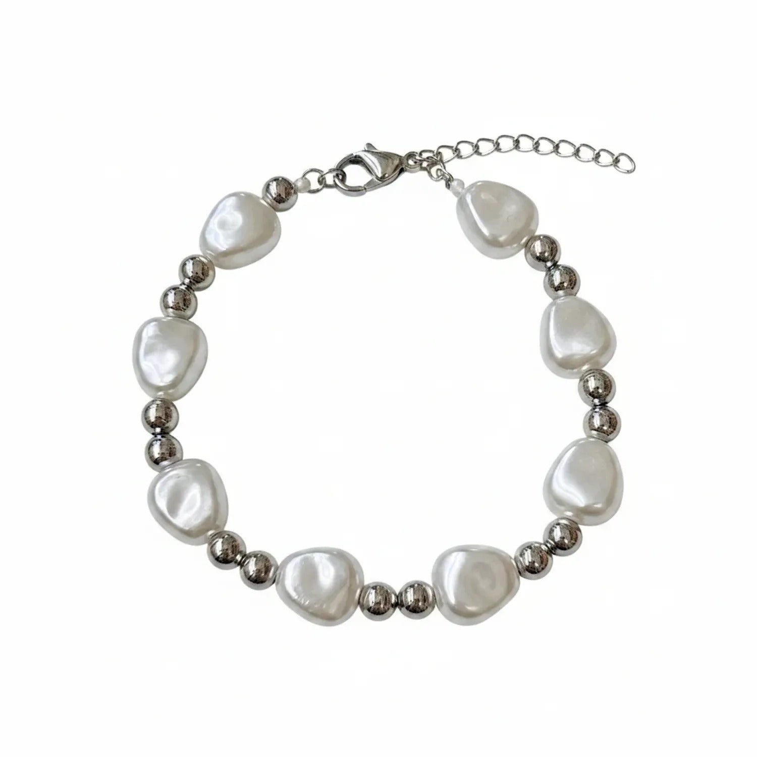 Baroque Imitation Pearl Copper-Bead Irregular Bracelet