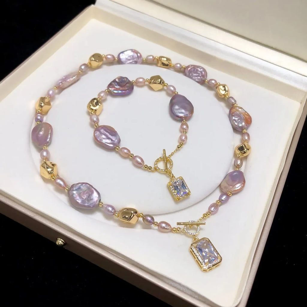 Baroque Natural Freshwater Pearl Necklace & Bracelet Set