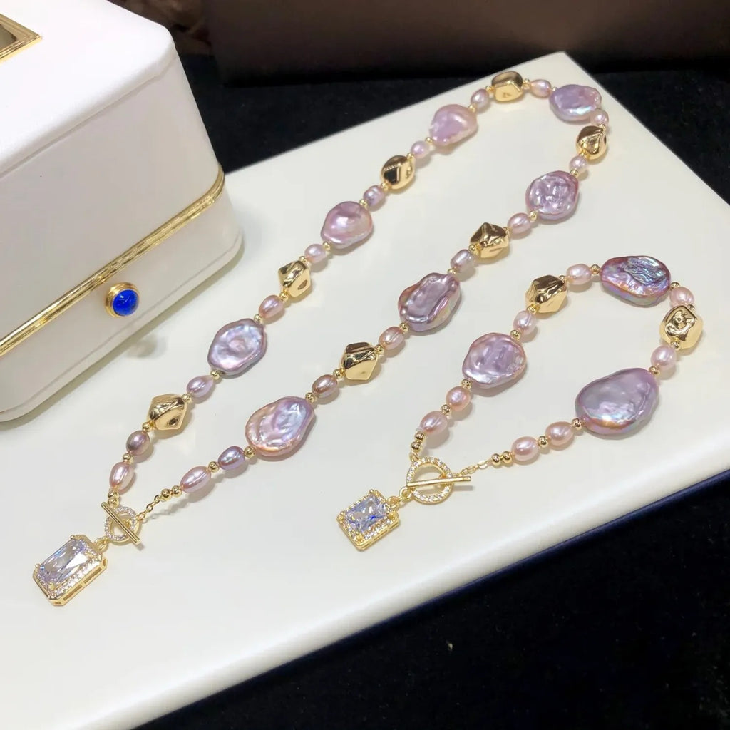 Baroque Natural Freshwater Pearl Necklace & Bracelet Set