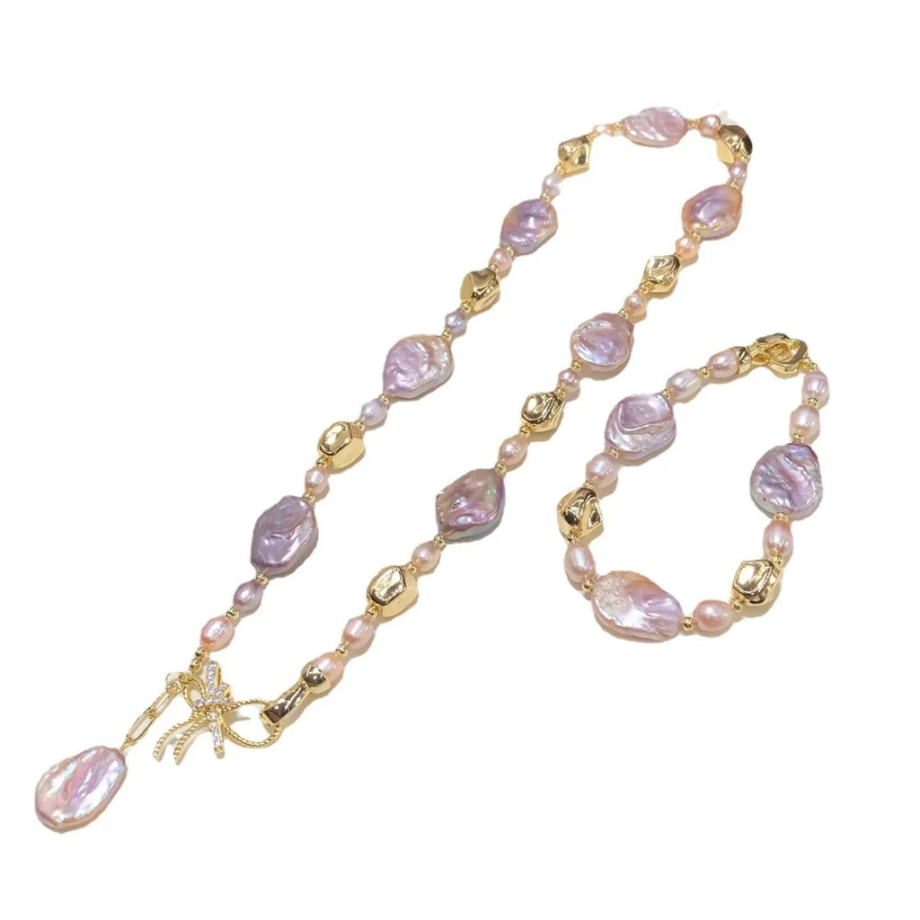 Baroque Natural Freshwater Pearl Necklace & Bracelet Set