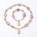 Baroque Natural Freshwater Pearl Necklace & Bracelet Set, Square 15x20mm Jewelry