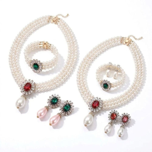 Belle Époque Pearl & Gemstone Drop Jewelry Set - Gold Jewelry — all variants