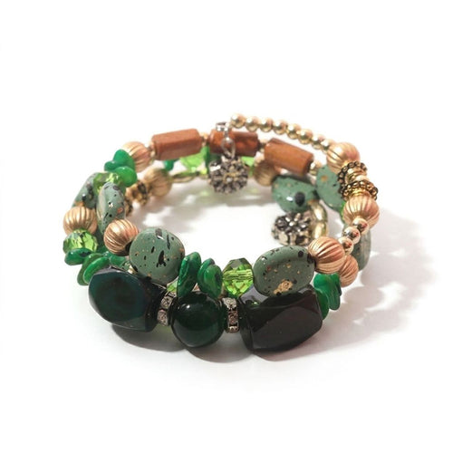 Bohemian Crystal Turquoise Agate Beaded Multi-Layer Wrap Bracelet