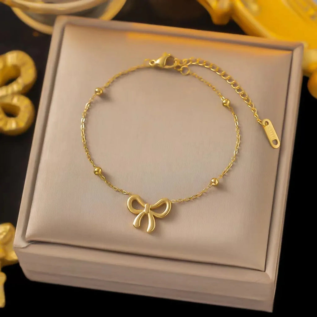 Bow-Shaped Light Luxury Titanium Steel Jewelry Set