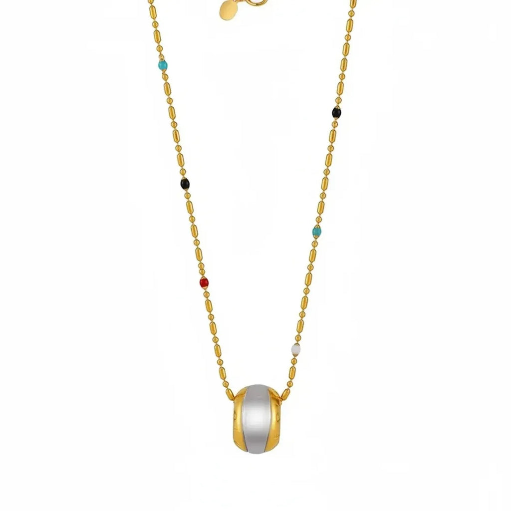 Brushed Stainless Steel Geometric Layered Necklace and Earrings Set for Women