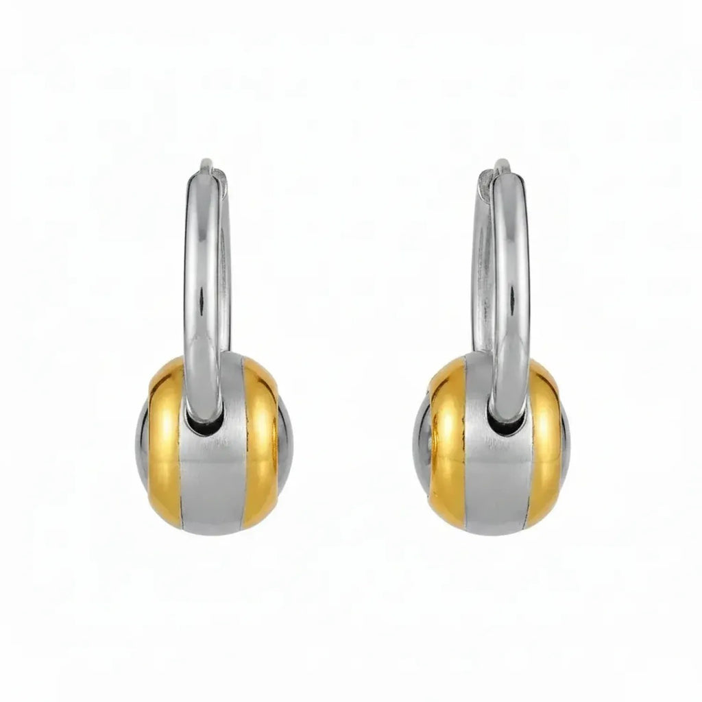 Brushed Stainless Steel Geometric Layered Necklace and Earrings Set for Women