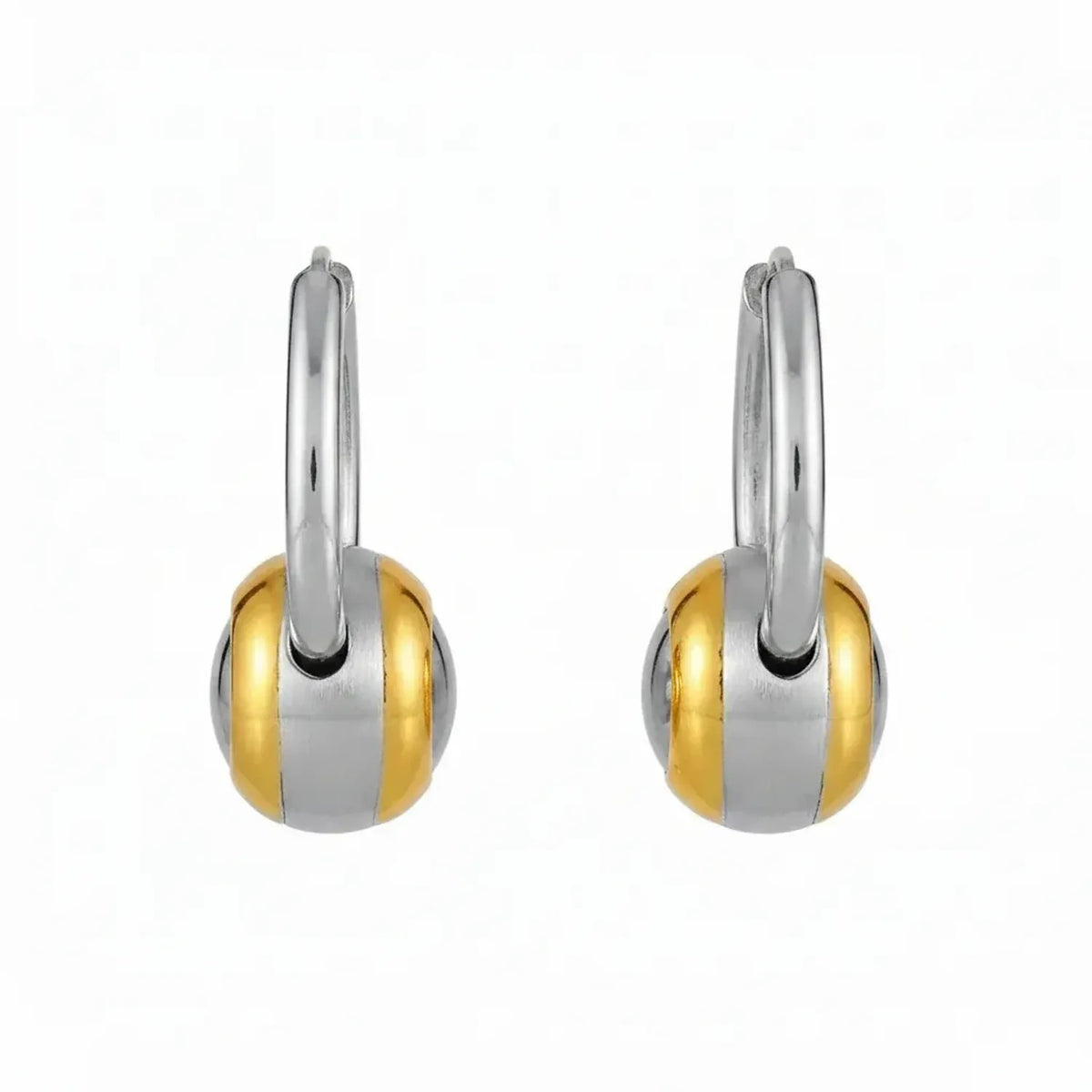 Brushed Stainless Steel Geometric Layered Necklace and Earrings Set for Women