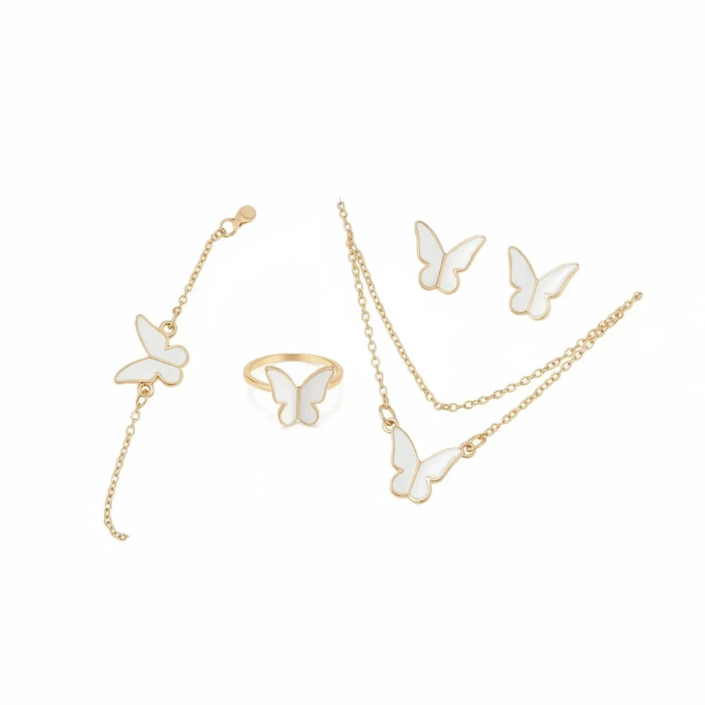 Butterfly & Double Heart Delicate Jewelry Set