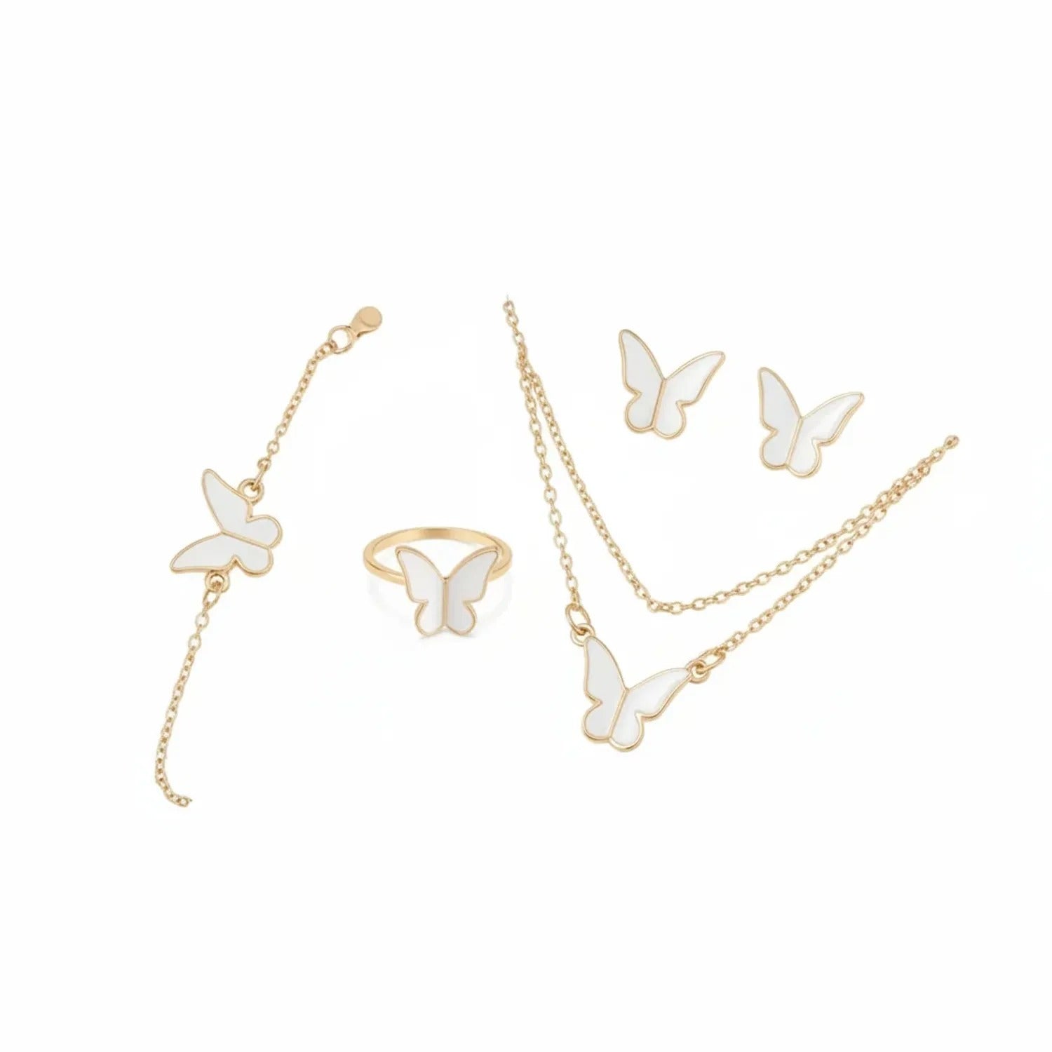 Butterfly & Double Heart Delicate Jewelry Set