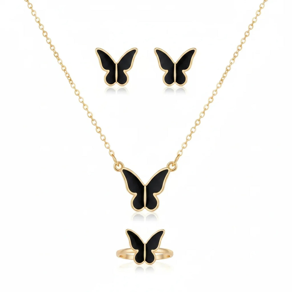 Butterfly & Double Heart Delicate Jewelry Set