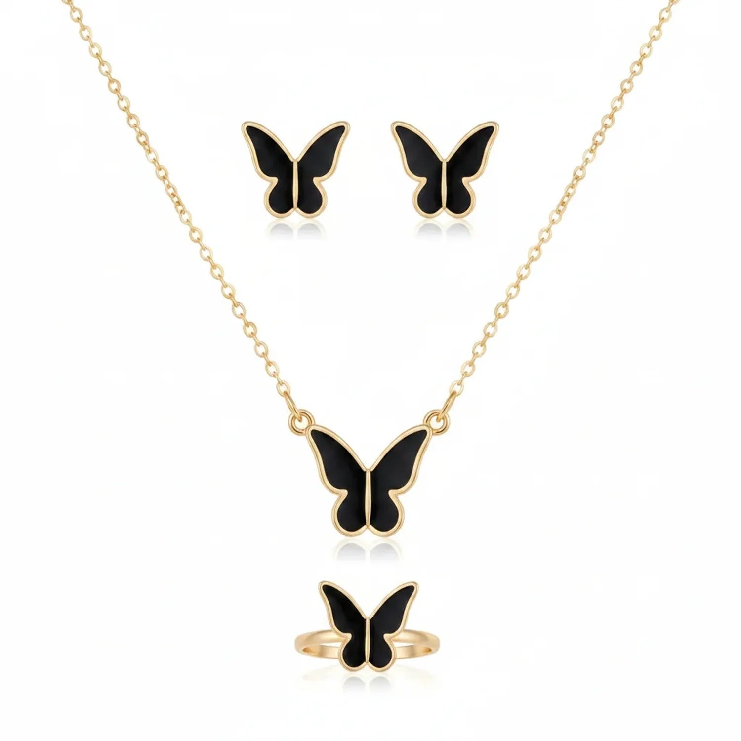 Butterfly & Double Heart Delicate Jewelry Set