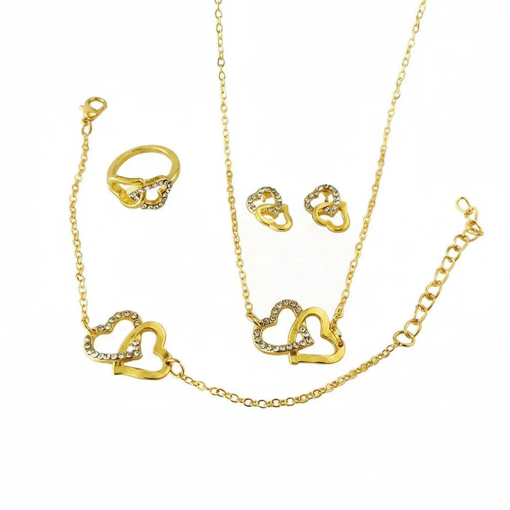 Butterfly & Double Heart Delicate Jewelry Set