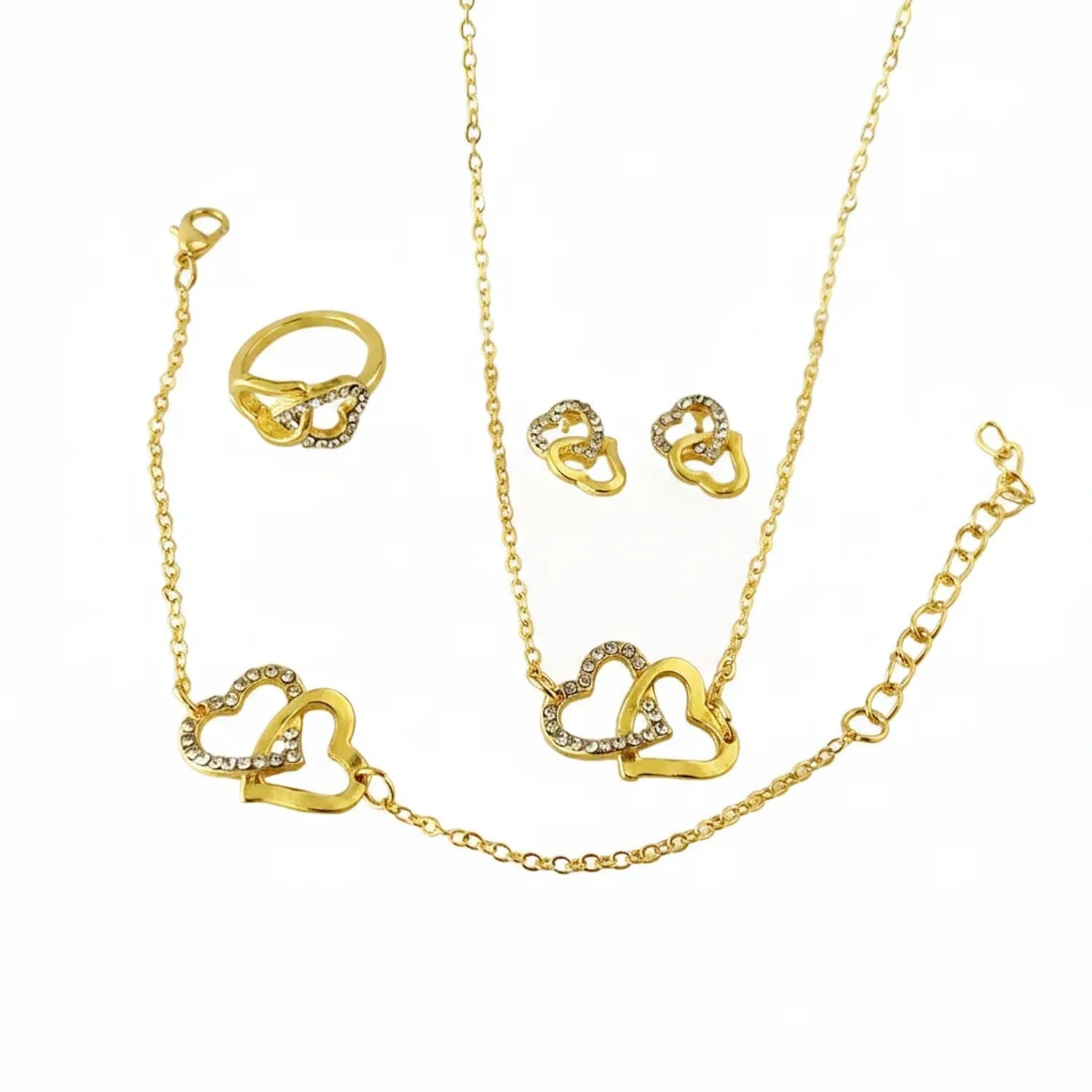 Butterfly & Double Heart Delicate Jewelry Set