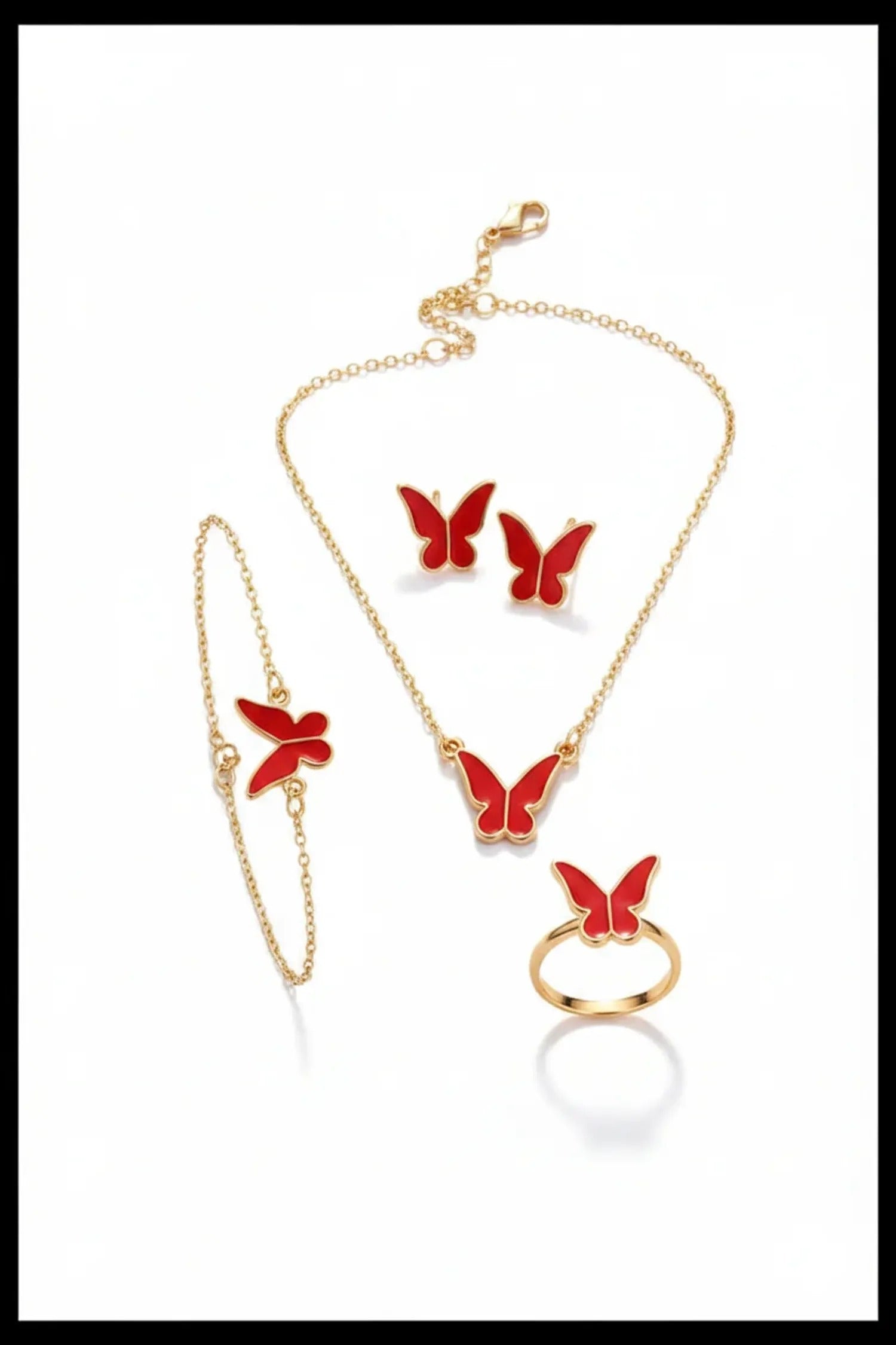 Butterfly & Double Heart Delicate Jewelry Set