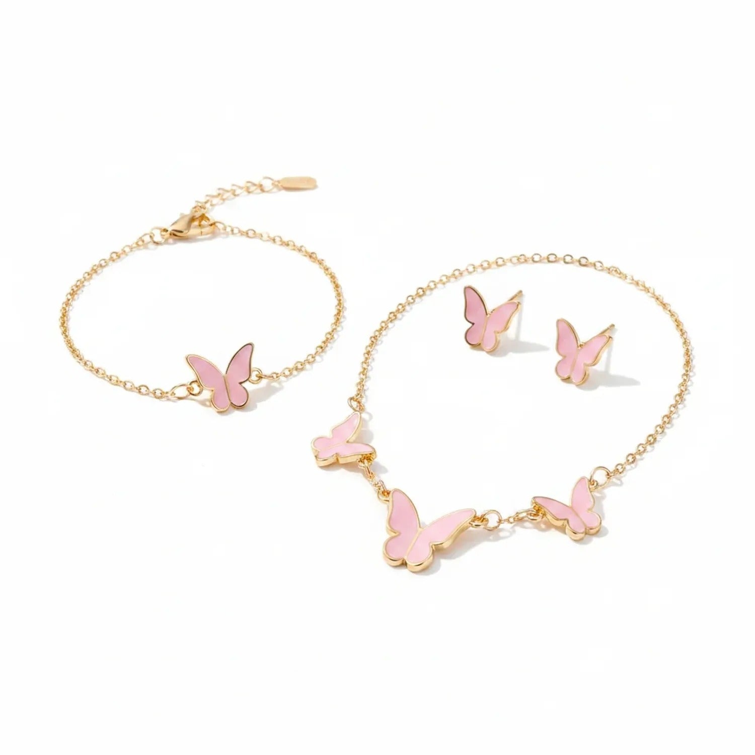 Butterfly & Double Heart Delicate Jewelry Set