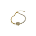 Camellia Pearl Claw-Chain Bracelet - Brass Floral Charm Bracelet for Women