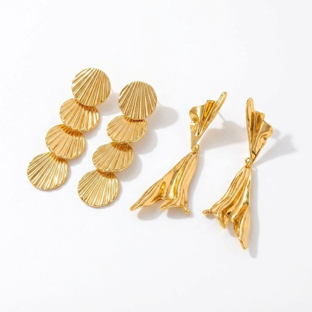 Cascading Circle Tassel Drop Gold Earrings – 304 Stainless Steel Long Drops — all variants