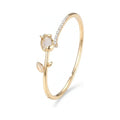 Cat's Eye Tulip Flower Bangle Bracelet