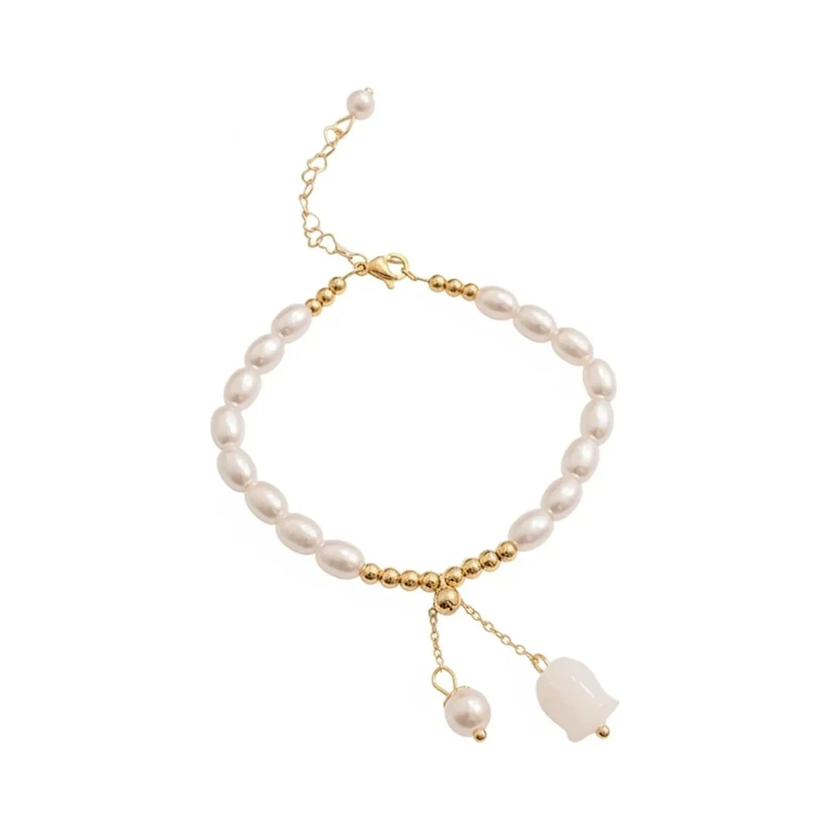 Cat's Eye Tulip Flower Bangle Bracelet