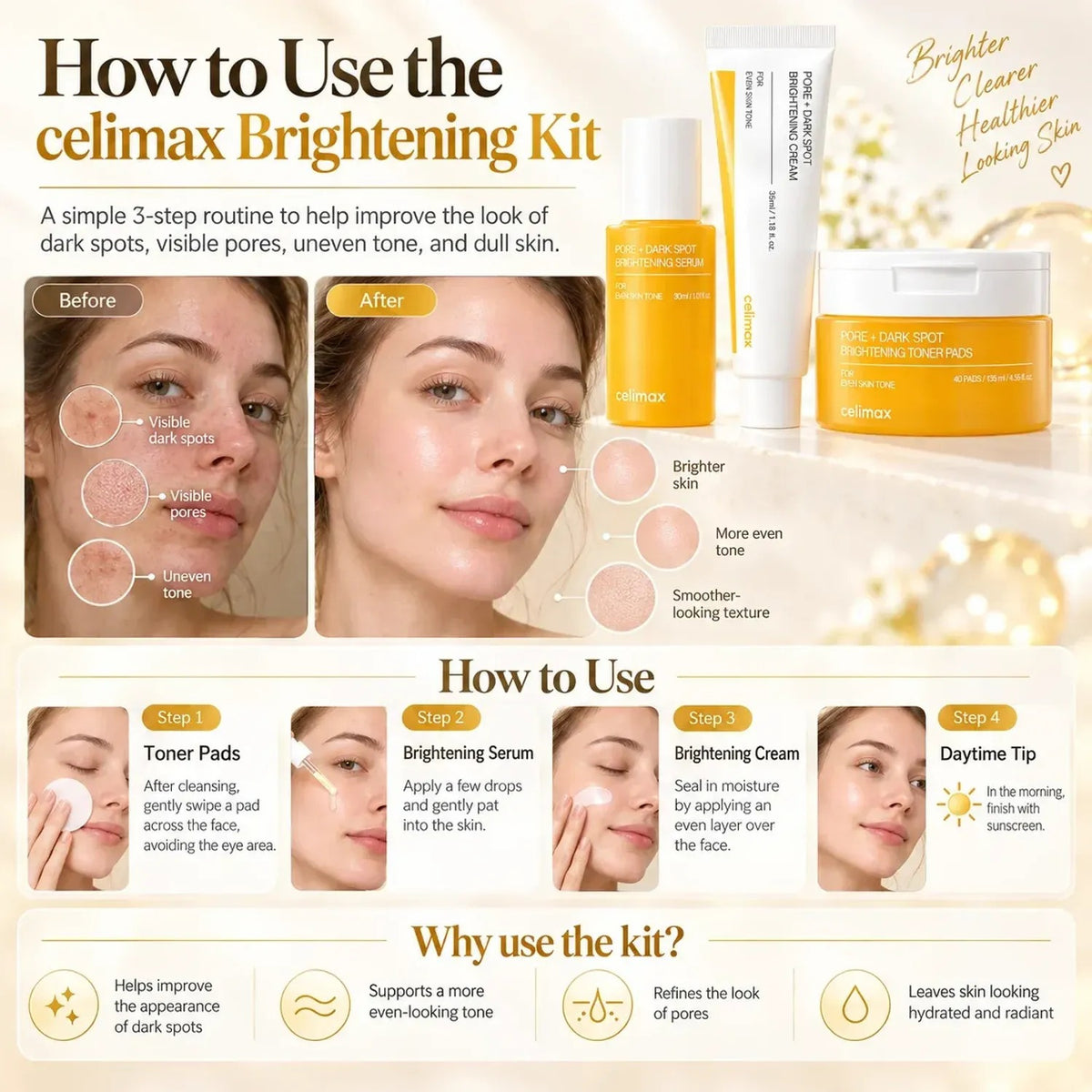 celimax Pore + Dark Spot Brightening 3-Step Skincare Set