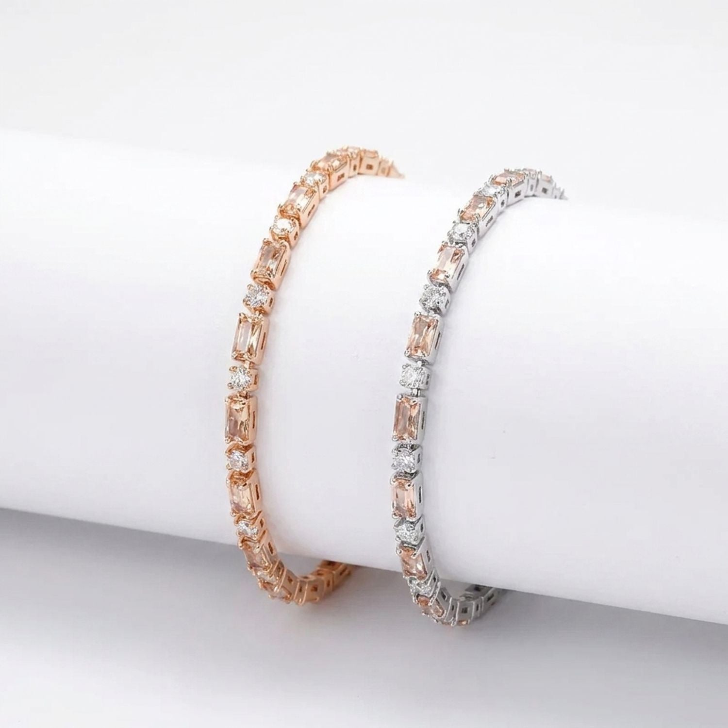 Champagne Gold Geometric Cubic Zirconia Bracelet for Women — all variants