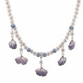 Chinese Style Ink Blue Pearl & Ginkgo Necklace Set