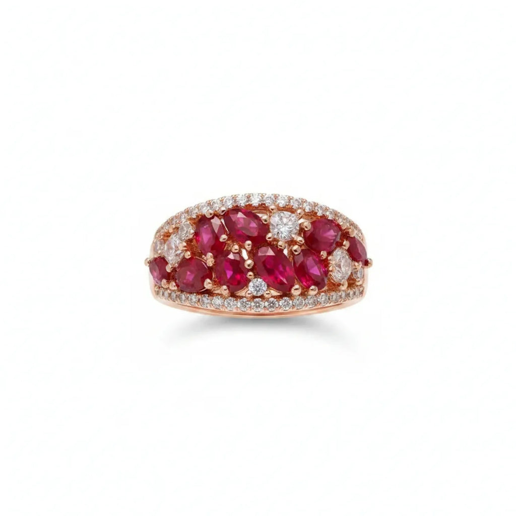 Chinese-Style Red Corundum Open Ring
