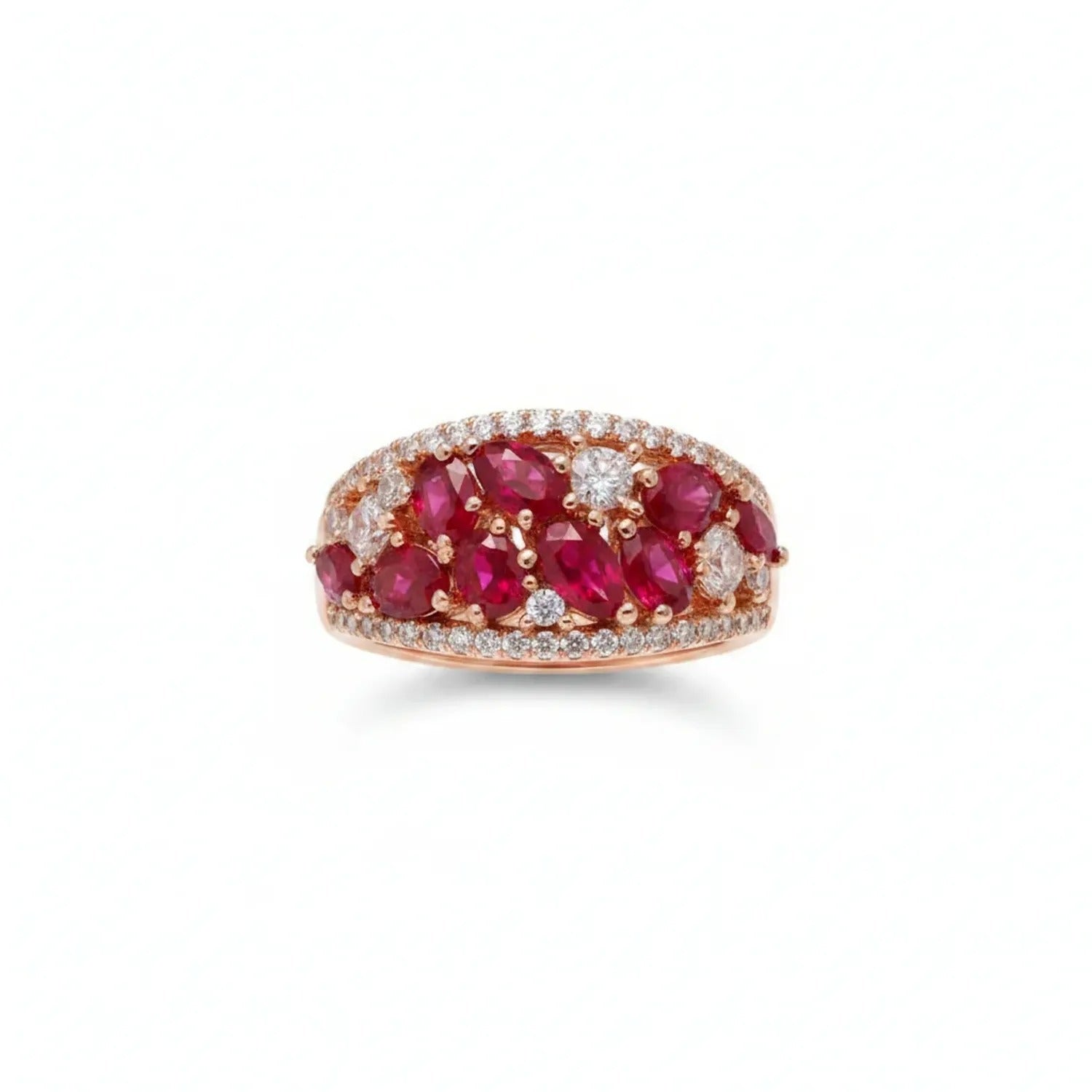 Chinese-Style Red Corundum Open Ring