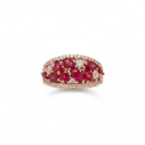Chinese-Style Red Corundum Open Ring