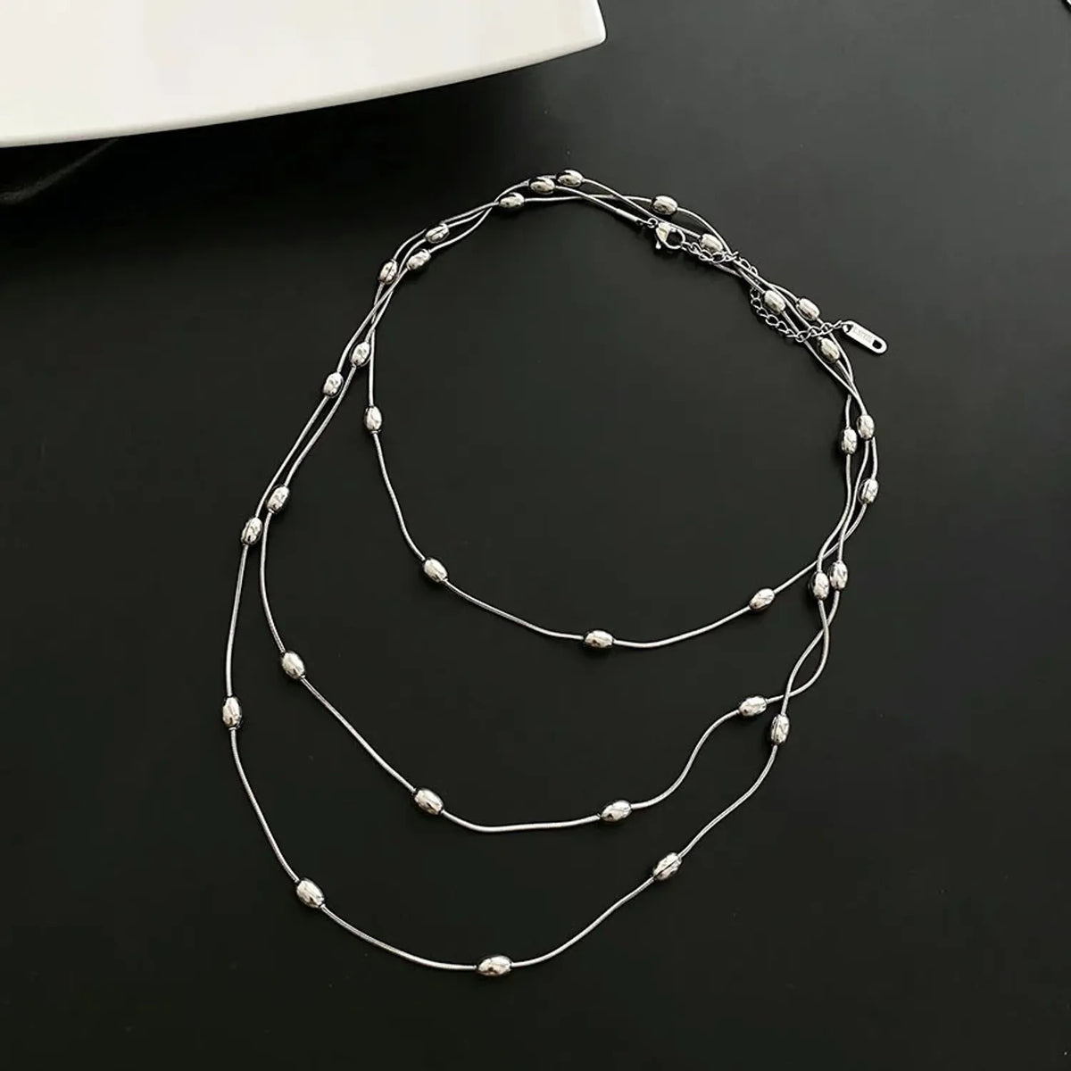 Titanium Steel Long Necklace & Bracelet Set, Tarnish-Free Jewelry