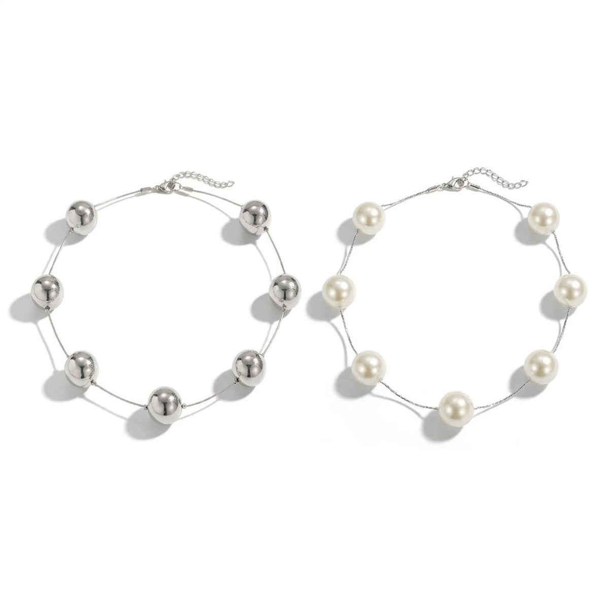 Chunky Punk Geometric Bead Collarbone Choker Necklaces for Women - Statement Jewelry — all variants