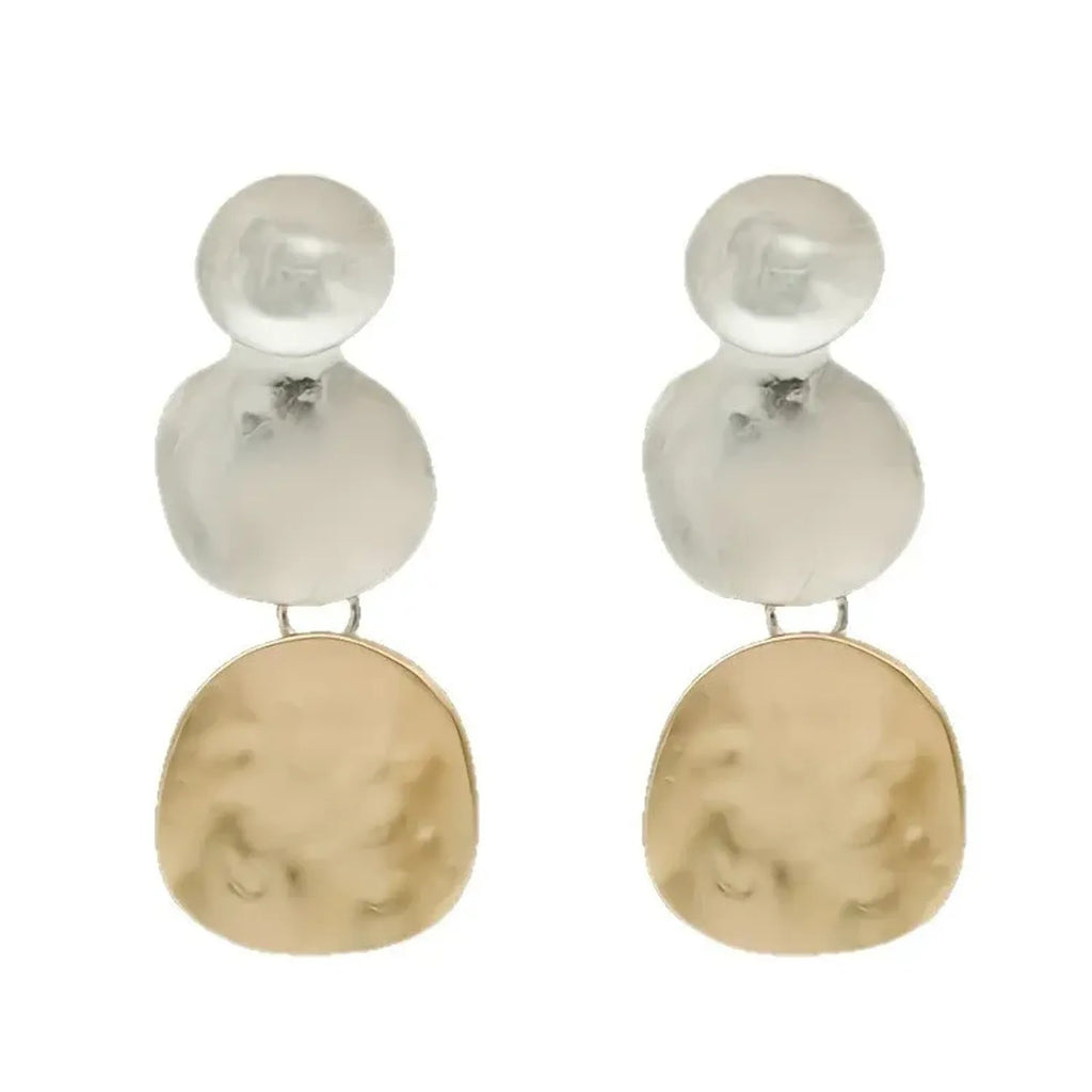 Circular Patchwork Earrings Geometric Bold Fashionable And Minimalist