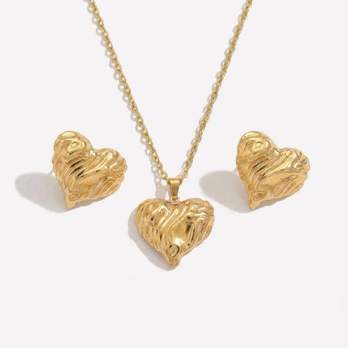 CJDROPSHIPPING — CJDROPSHIPPING Heart Pendant Long Necklace and Earrings for Women Set