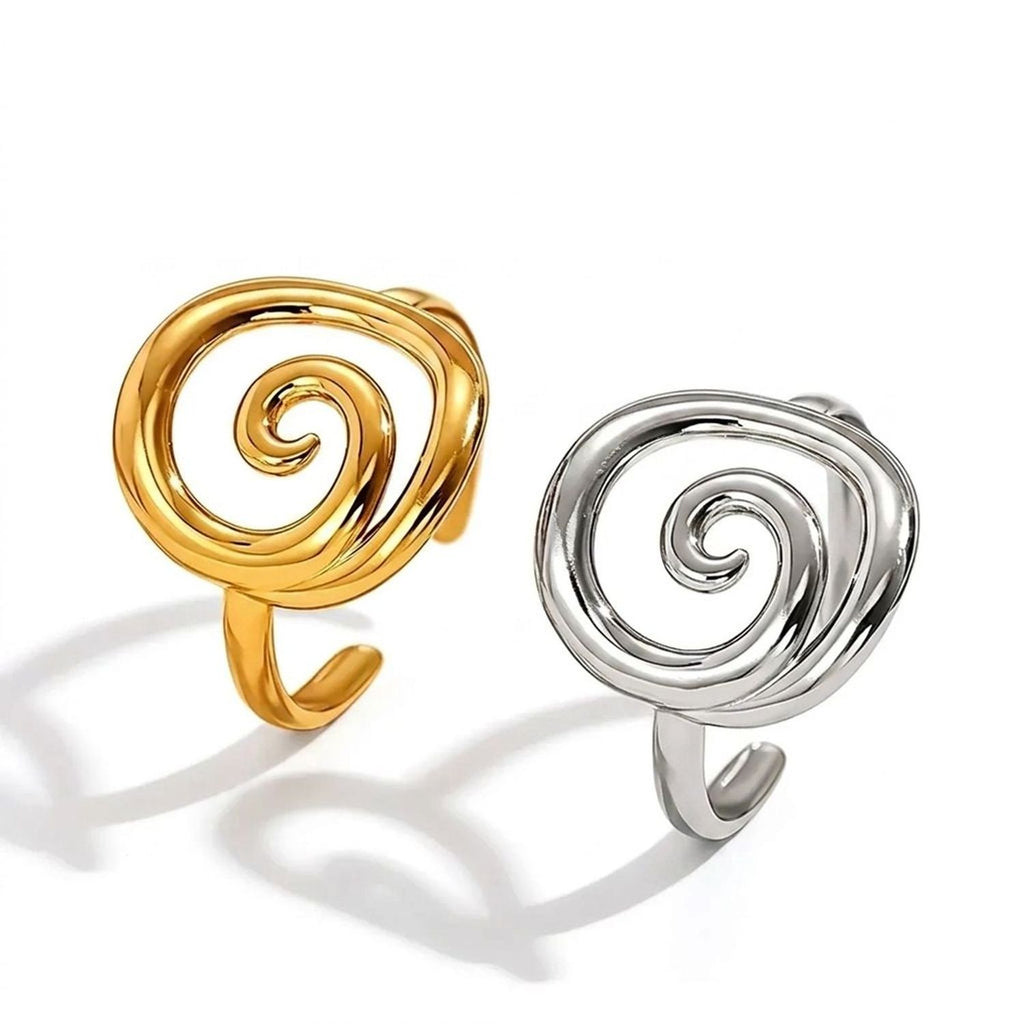 CJDROPSHIPPING — CJDROPSHIPPING Hollowed-Out Spiral Open Stainless Steel Ring for Women
