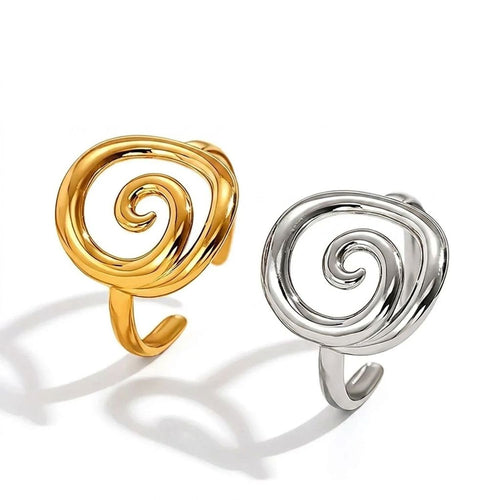CJDROPSHIPPING — CJDROPSHIPPING Hollowed-Out Spiral Open Stainless Steel Ring for Women