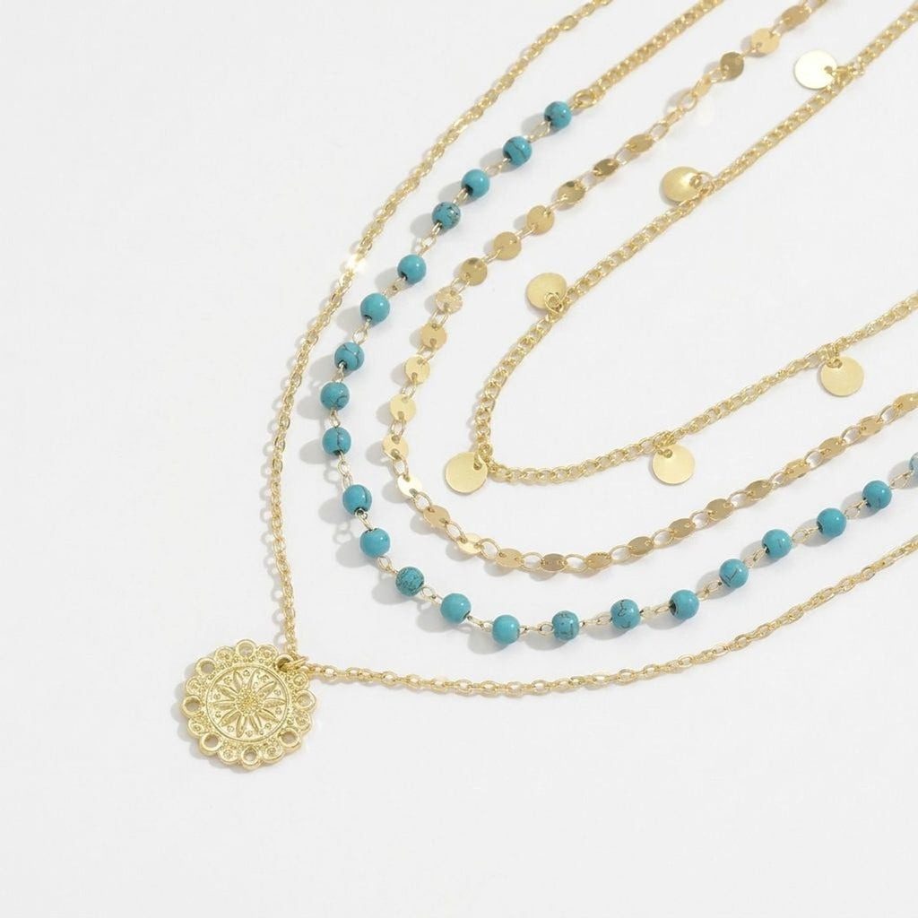 CJDROPSHIPPING — CJDROPSHIPPING Multi-Layer Flower Pendant Turquoise Jewelry Necklaces for Women