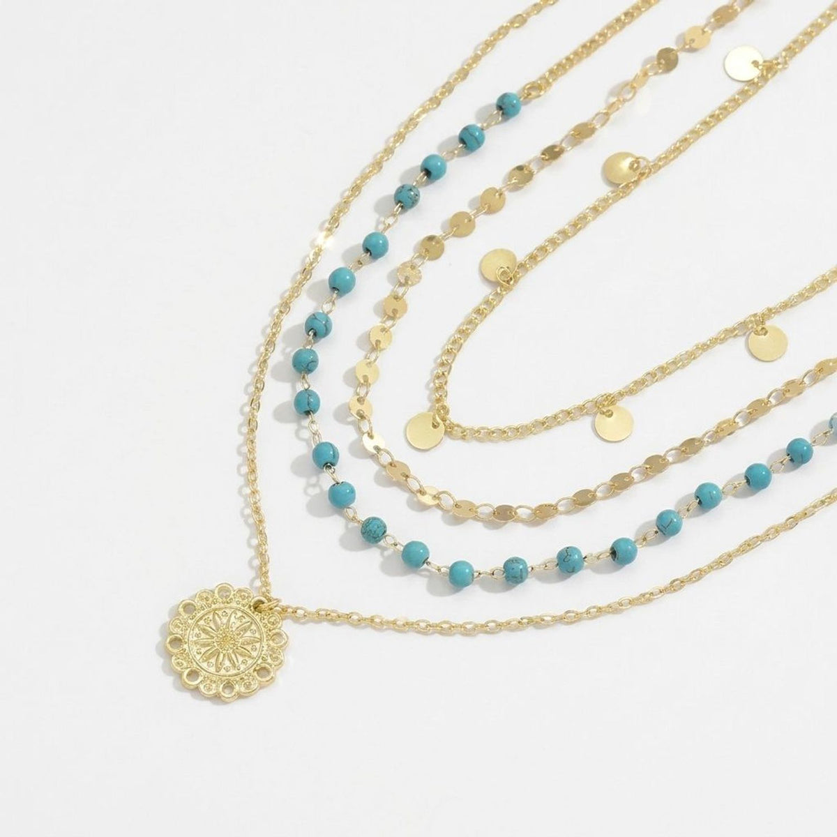 CJDROPSHIPPING — CJDROPSHIPPING Multi-Layer Flower Pendant Turquoise Jewelry Necklaces for Women
